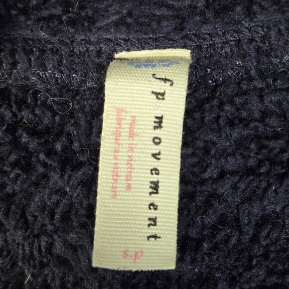 Free People Movement Mountain High Fleece Sherpa Pullover Womens Small Navy Blue - Picture 4 of 9